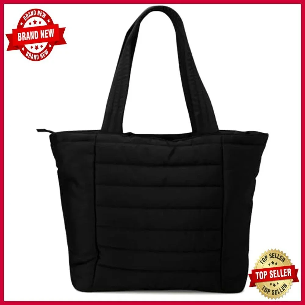 Large Lightweight Puffer Travel Tote with Zipper Shoulder Bag
